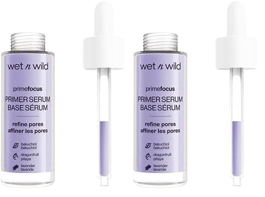 Wet n Wild Prime Focus Pore Minimizing Facial Serum Primer Makeup Extending | Reduces Pores | Improves Skin Texture | Exfoliates | Retinol Alternative, Hydrating (Pack of 2)