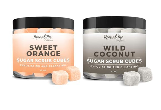 Body Scrub Exfoliator - 12oz SWEET ORANGE/Coconut Sugar scrub cubes w/Mango Butter & Shea butter- Ultra Hydrating & Moisturizing - Natural & Organic for all body - For hands, arms legs, elbow, foot