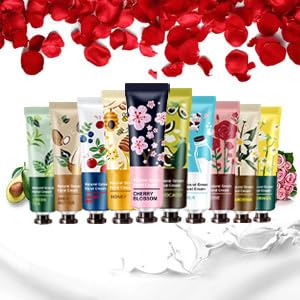 10 Pack Hand Cream for Women and Girls,Hand Cream for Dry Cracked Hands Deeply Moisturizing Hand Lotion with Shea Butter Vitamin E for Work Mini Travel Size Moisturizer Gift Set for Women