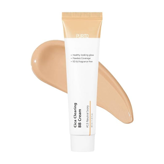 PURITO Cica Clearing BB Cream #13 Neutral Ivory 1 fl.oz / 30ml, Vegan bb cream, foundation, cruelty free