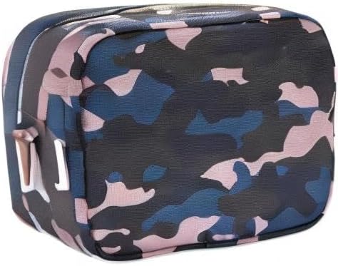 Conair Makeup Bag, Large Double Zip Toiletry and Cosmetic Bag, Perfect Size for Use At Home or Travel, Double Zip Organizer Shape in Blue, Pink and Black Camouflage