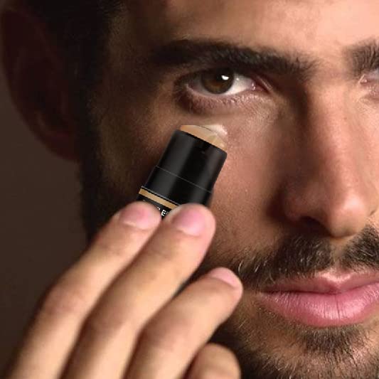 Concealer Stick with Brush for Men - Eraser Dark Circles - Men’s Multi-Use Concealer - Dual Sided Full Coverage Concealer Pen with Soft Brush- Buildable Coverage Makeup - All Skin Type - (Medium Dark)