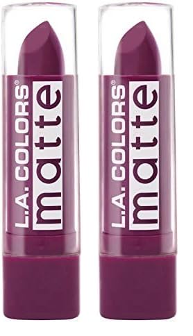 L.A. COLORS Matte Lip Color, Stay Put Plum CML513 (Pack of 2)