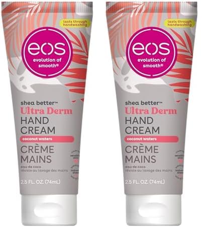 eos Shea Better Hand Cream - Coconut Hand Lotion and Skin Care | Instant Hydration + Lasting Protection | 2.5 oz (Pack of 2)