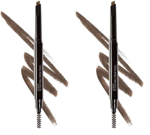 wet n wild Ultimate Eyebrow Retractable Definer Pencil, Medium Brown, Dual-Sided Brow Brush, Fine Tip, Shapes, Defines, Fills Brow Makeup (Pack of 2)
