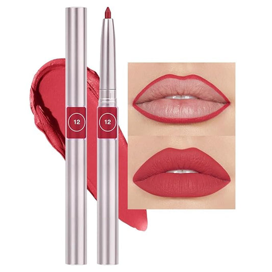 Retractable Lipliner Pencil Waterproof Makeup for Lip Liner and Eye Liner, Smooth and Creamy, Long Lasting Matte Finish, Vegan Beauty, Matte Velvet Pigmented Lip Liner (12#Bean Paste, 1)