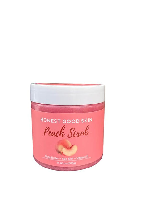 Sea Salt Scrub, 10oz Shea Butter Body Scrub, Exfoliating, Dead Skin Removal (Peach)