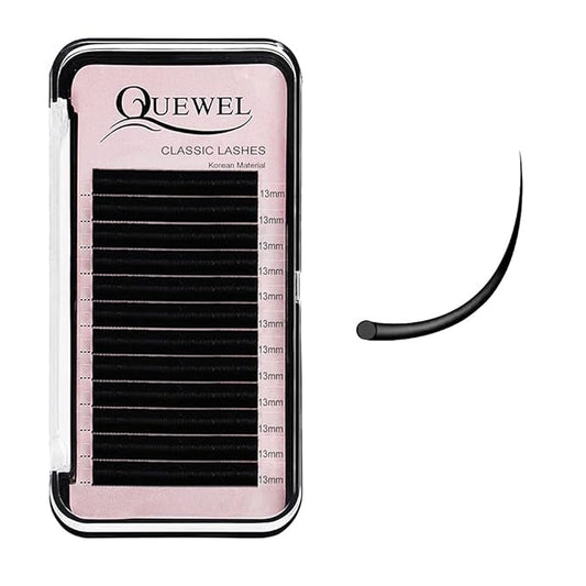 QUEWEL Eyelash Extensions 0.03mm D Curl 13mm Supplies Matte Black Individual Eyelashes Salon Use|0.03/0.05/0.07/0.10/0.15/0.20mm C/D Single 8-18mm Mix 8-15mm/10-15mm|（0.03 D 13mm）