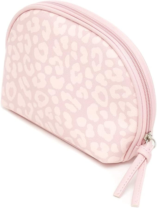 Home Basics Leopard Zippered Cosmetic Accessory Pouch, Pink