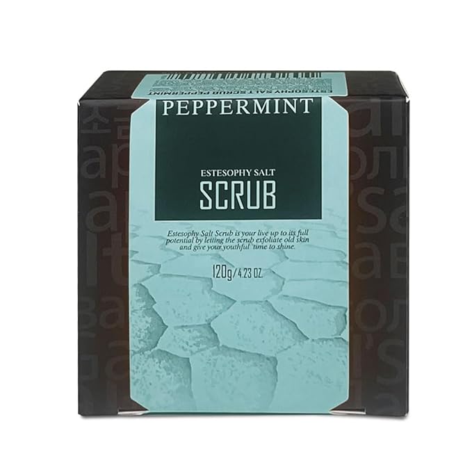 Estesophy Salt Scrub_Peppermint, Korean Salt Body Scrub, Salt Massge, Salt Soap, Body Care, Peppermint Salt Shower, Refreshing body scrub 4.2oz (120g)