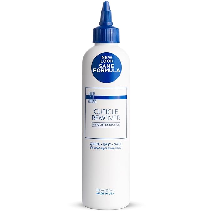 Blue Cross Cuticle Remover Liquid, Cuticle Softener for Nails, Professional Nail Care with Lanolin for Brittle Hang Nails, Hydrating, Moisturizing, Dry Cuticles, Made in USA, 8oz
