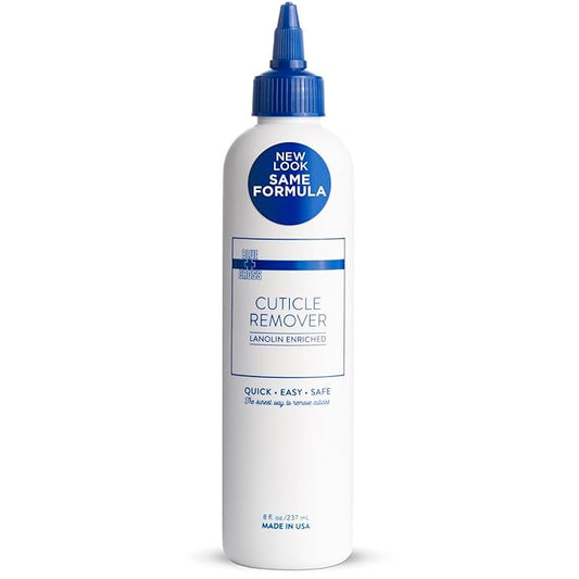 Blue Cross Cuticle Remover Liquid, Cuticle Softener for Nails, Professional Nail Care with Lanolin for Brittle Hang Nails, Hydrating, Moisturizing, Dry Cuticles, Made in USA, 8oz