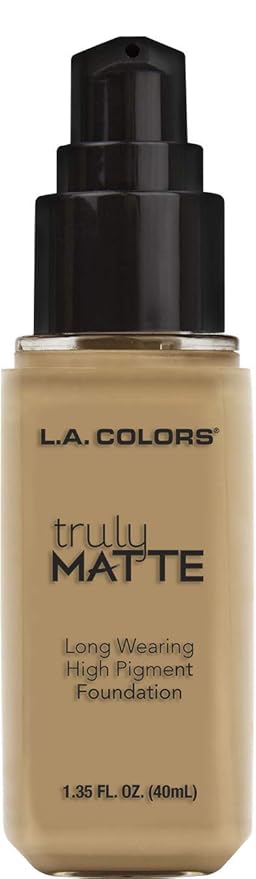 L.A. COLORS Truly Matte Foundation, Medium Beige, 1.35 Fl. Oz. (Pack of 2)
