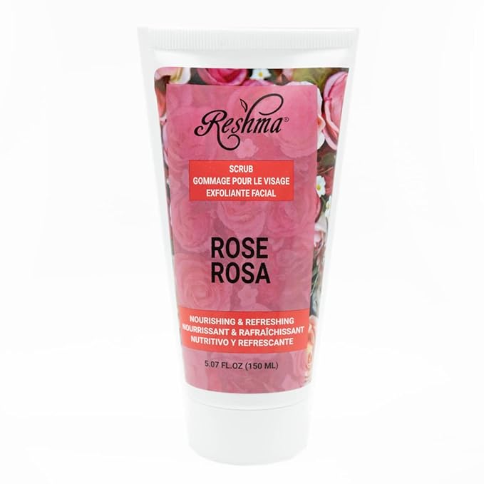 Reshma Beauty Rose Scrub, Dual Action Cleanser Face & Body Scrub, Gentle for All Skin Types and Dull Skin, Smoothing and Softening, Balances and Nourishes Skin, Cruelty-Free, 5.07 oz, Pack of 1