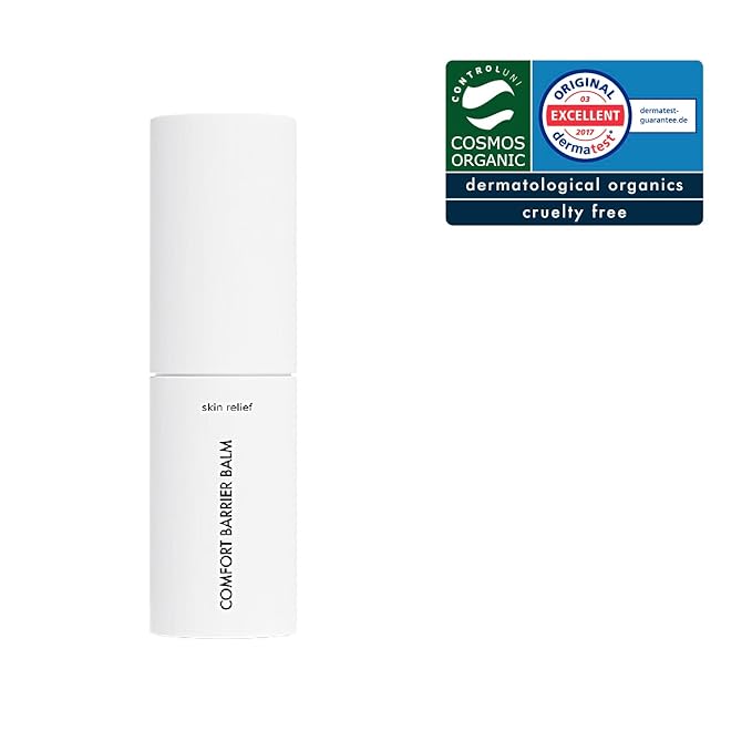 Comfort barrier balm 0.35 oz / 10g. Certified COSMOS Organic moisturizing and soothing facial balm stick.