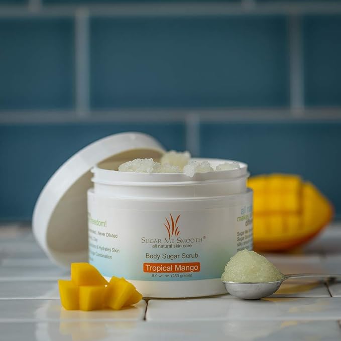 Sugar Me Smooth Body Scrub - (Tropical Mango) Ultra Hydrating and Exfoliating Sugar Scrub for Nourishing Essential Body Care for Women All Natural Exfoliation Scrub