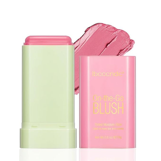 Soft Creamy Blush Stick, Multi-use Makeup Blush Stick for Cheeks and Lips Tint, Waterproof Solid Moisturizer Stick, Natural Smooth Blendable Matte Finish Face Blush Makeup,01 Shy Pink