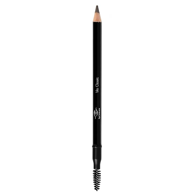 Eye Embrace Isla Classic: Medium Brown-Gray Wooden Eyebrow Pencil – Waterproof, Double-Ended Pencil with Sharpener & Spoolie Brush, Cruelty-Free