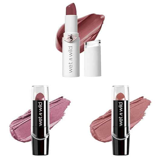wet n wild Lipstick Mega Last High-Shine Lipstick Lip Color Makeup, Rosé And Slay & Silk Finish Lipstick| Hydrating Lip Color & Silk Finish Lipstick| Hydrating Lip Color