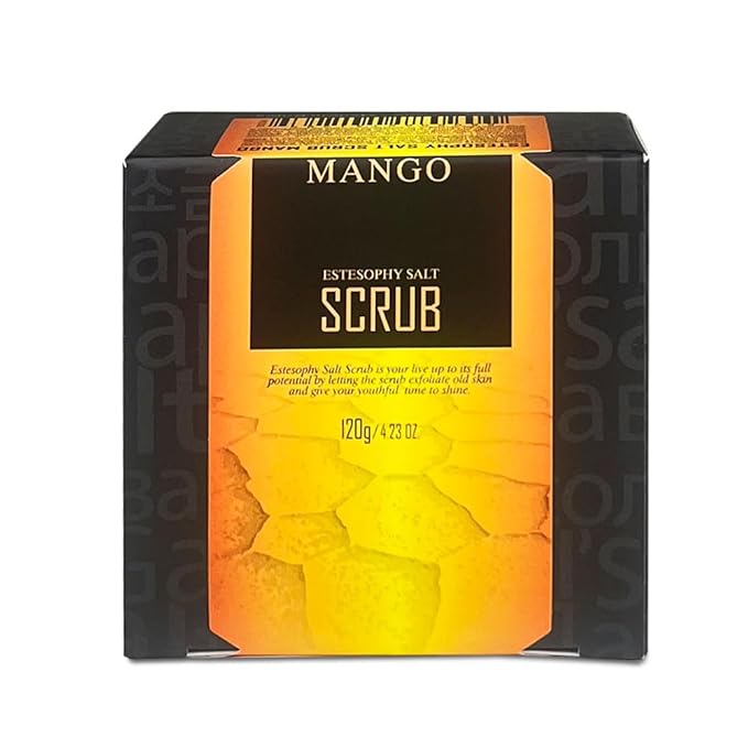 Estesophy Salt Scrub_Mango_Korean Salt Body Scrub, Salt Massge, Salt Soap, Body Care, Mango Salt Shower 4.2oz (120g)