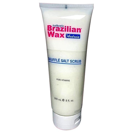 Authentic Brazilian Wax by Andreia Souffle Salt Scrub - Body Exfoliating Scrub w/Lemon Peel & Essential Oils - Salt Scrub Rich in Vitamins, Mineral & Organic Extract for Soft Skin - 8 fl. Oz.