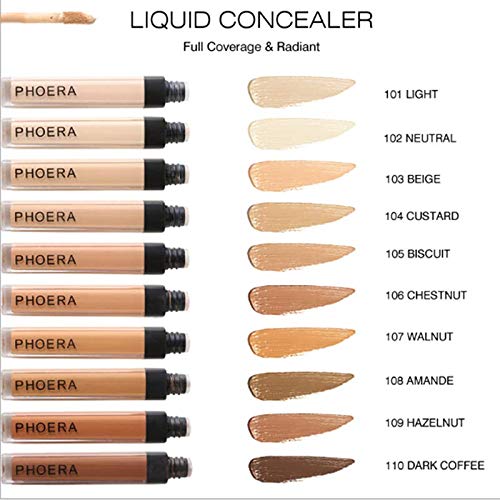 AQUAPURITY PHOERA Liquid Concealer Full Coverage Makeup Face Moisturizer Foundation Conceal Under Eye Dark Circles (104 CUSTARD)