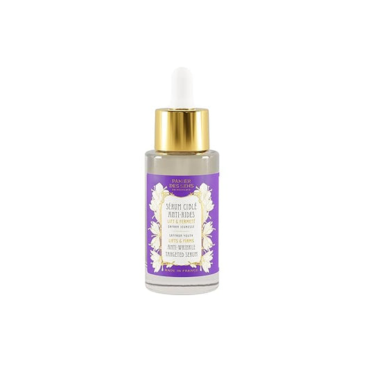 Panier des Sens - Anti Aging Serum for Face - Saffron Extract + Hyaluronic Acid - Anti Wrinkle and Lift - Skin Care for Women Made in France - Hydrating Facial Serum 97% Natural Ingredients - 1 floz