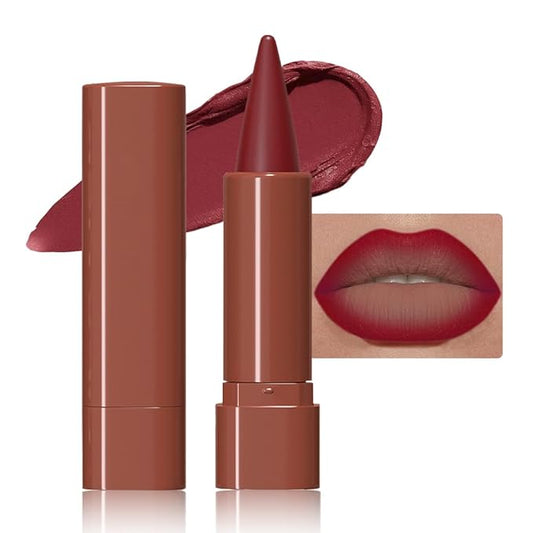 Matte Lip Crayon Lip Liner and Lipstick Combo Sets, Vivid Auburn Gradient Matte Lip Bar And Lip Liner Set, Contour Gradual Ombre Effect Lip Pencil For Old Women, Long Lasting Waterproof Smudge Proof