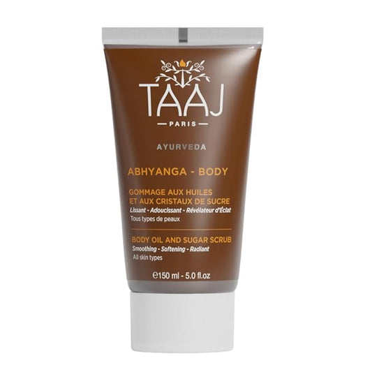 | Face & Body Scrub with Oils & Sugar Crystals | Gentle Exfoliation & Cleansing | Smooths, Softens & Boosts Radiance | Ayurvedic-Inspired Skincare | Nourishing oils | 87% natural| 5.1 fl oz
