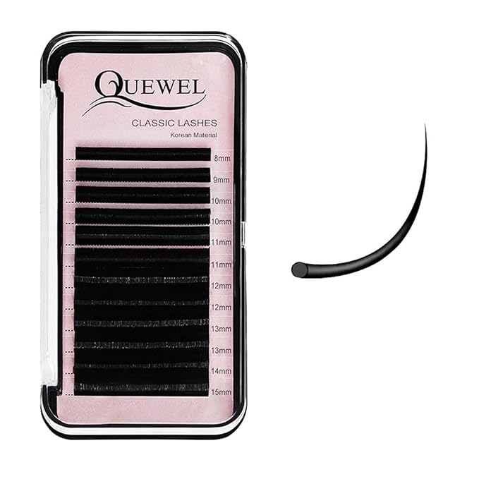 QUEWEL Eyelash Extensions 0.10mm D Curl Mix 8-15mm Supplies Matte Black Individual Eyelashes Salon Use|0.03/0.05/0.07/0.10/0.15/0.20mm C/D Single 8-18mm Mix 8-15mm/10-15mm|（0.10 D Mix8-15mm）