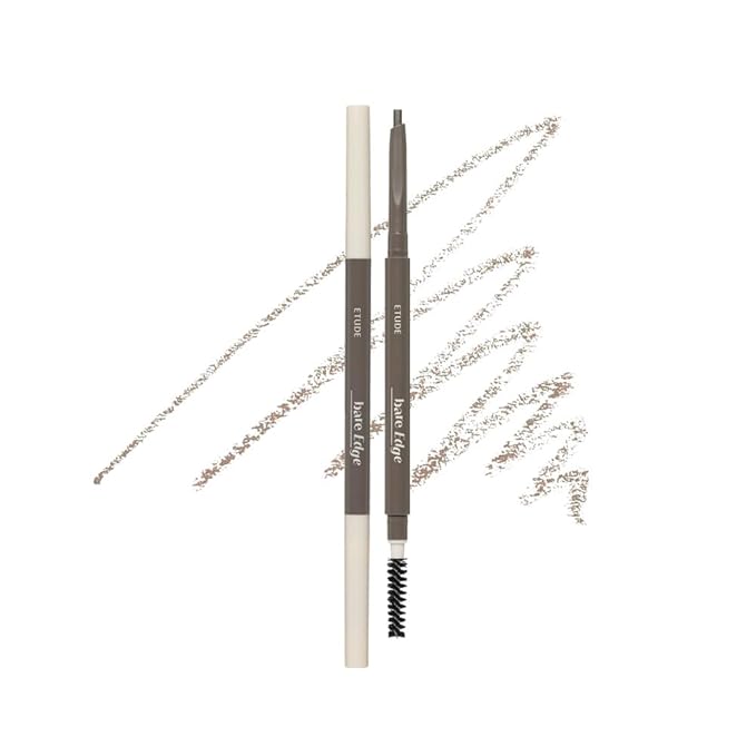ETUDE Bare Edge Brow Pencil 05 Mild Taupe | A hexagon-shaped slim brush that delicately coats every strand of eyelashes | Brow Mascara | Zero Clump & No Bushy Brows, Korean Makeup, Perfect for Gift