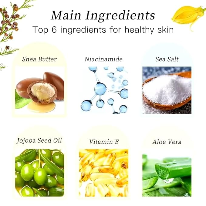Sea Salt Scrub, 10oz Shea Butter Body Scrub, Exfoliating, Dead Skin Removal (Peach)