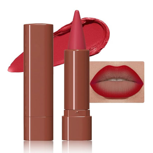 Matte Lip Crayon Lip Liner and Lipstick Combo Sets, Carmine Gradient Matte Lip Bar And Lip Liner Set, Contour Gradual Ombre Effect Lip Pencil For Old Women, Long Lasting Waterproof Smudge Proof