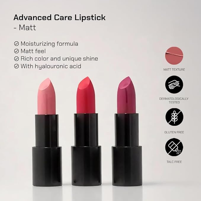 Radiant Professional Advanced Care Lipstick - Ultra Nourishing, Moisturizing Long Lasting Lipstick With Vitamin E- UVA UVB Filters - MATTE - Mellow (200)