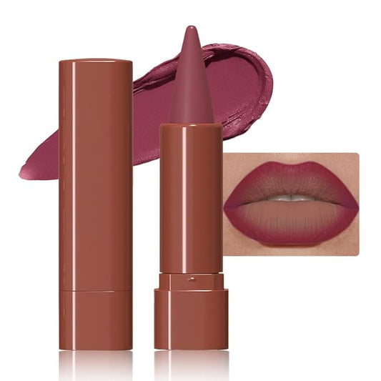 Matte Lip Crayon Lip Liner and Lipstick Combo Sets, Mauve Gradient Matte Lip Bar And Lip Liner Set, Contour Gradual Ombre Effect Lip Pencil For Old Women, Long Lasting Waterproof Smudge Proof