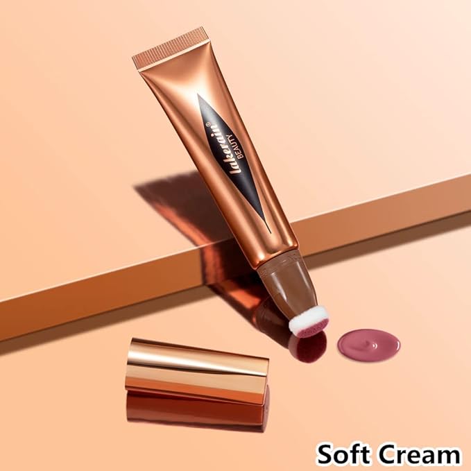 Go Ho Liquid Blush Beauty Wand, Soft Cream Blush Makeup with Cushion Applicator, Easy to Blend & Long Lasting, Smooth Natural Dewy Finish in 02 Happy Rose