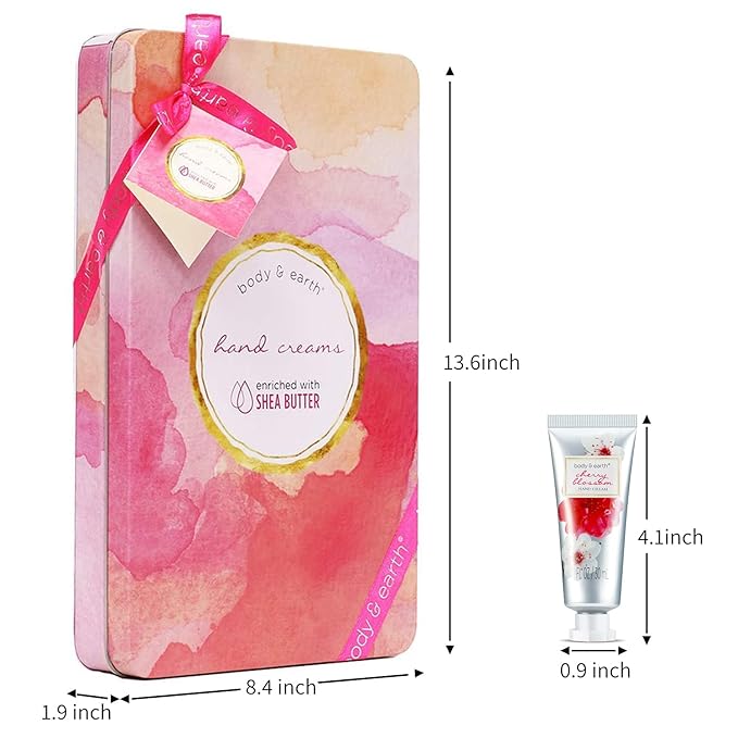 BODY & EARTH Hand Cream, Hand Lotion, 12 Pcs Travel Size Hand Cream Gift Set for Women Dry Hands Moisturizing with Shea Butter Valentines Mini Hand Lotion Gift Set for Women