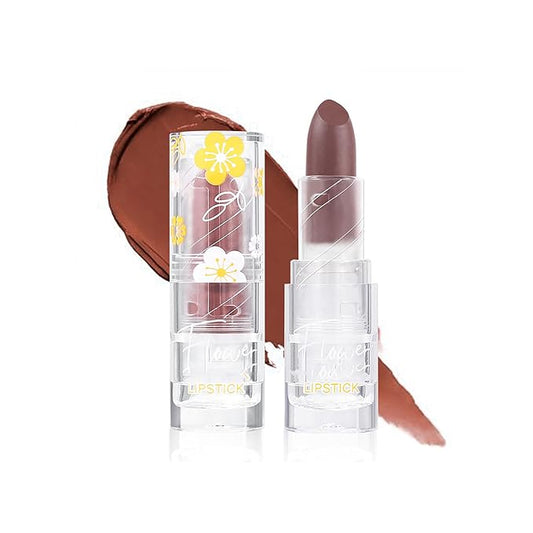 Flower Matte Lipstick, Moisturize Long Lasting Lock in Color Velvet Waterproof Non-Stick Cup Premium Matte Lipstick for Women Girls(#12)