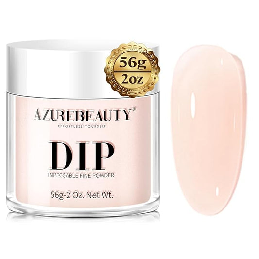 AZUREBEAUTY Translucent Dip Powder - Nail Bed Color 2Oz/56g, Sheer Nude Semi-transparent Clear Soft Peach Pink Dipping Powder Crystal Natural Nail Art Starter Manicure Salon DIY Home for Starter Gift