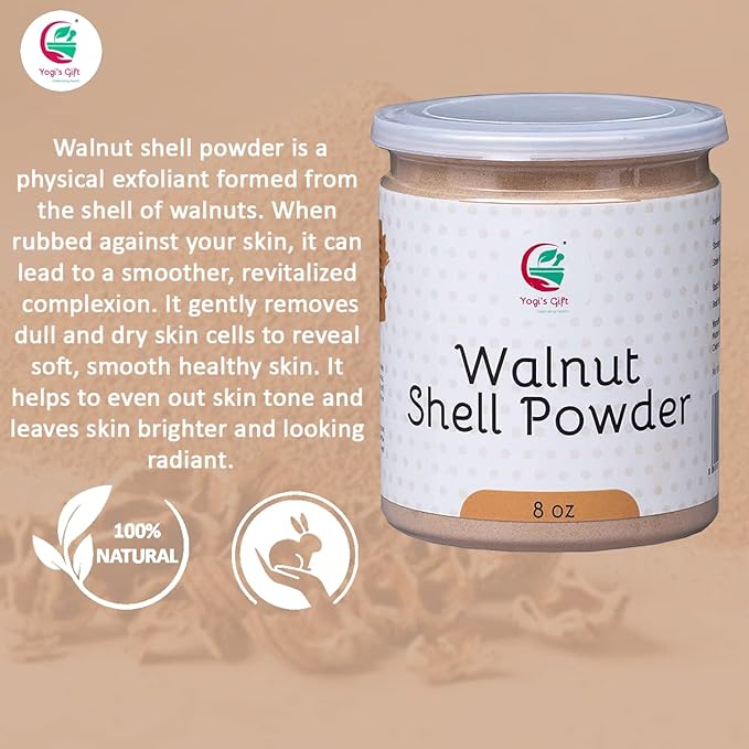 Ground Walnut Shells/Walnut Shell Powder 8oz | Great for Face Scrub | Natural Exfoliant for Soap Making | by Yogi's Gift ®