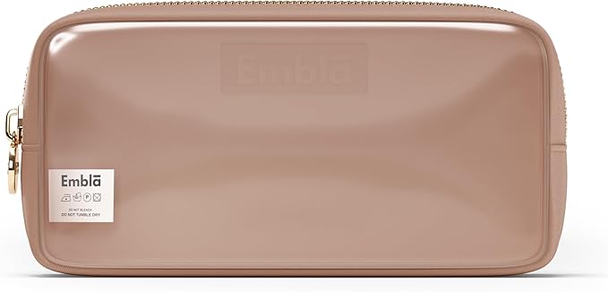 Embla Clear Cosmetic Bag Makeup Case, Clear Zipper Make Up Pouch and Toiletry Travel Tote, Cute Skincare Pouches for Women Girls, Preppy Purse Cosmetic Organizer, Small Makeup Bags, Mocha Mousse