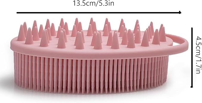 1 Pcs Silicone Bath Brush, Dual-Sided Massage Shower Brush, Suitable for Scrubbing, Suit for Kids & Adults, Household Soft Silicone Bathing Tool, Gentle & Non-Irritating (Blue)