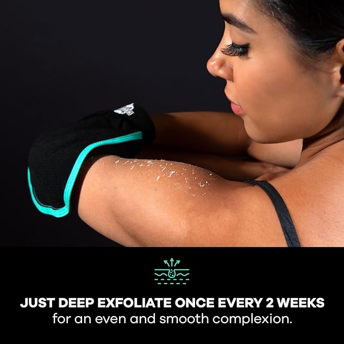 Dermasuri Deep Exfoliating Body Mitt & Back Scrub Bundle - Bath & Shower Body Scrubs, Cleansing & Full Body Exfoliation, Spa Exfoliator Glove, Dry Skin Remover, Skin Care Treatment for Women & Men