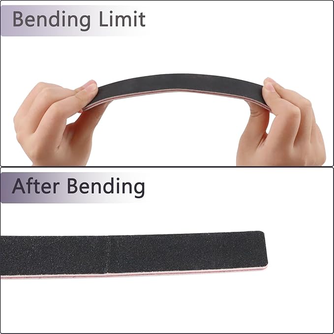 10 Pack 100/180 Grit Nail Files, Black Professional Reusable Emery Boards Manicure Tool for Acrylic Nails, Nail Buffering Files, Rectangle Shape