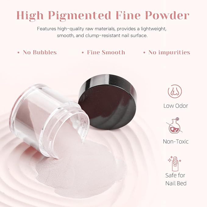 Dip Powder Nail Kit Starter, Skin Color Red Bean Paste Glitter Dipping Powder Liquid Set with Base Top Coat and Activator for Nail Art Manicure Salon DIY 9 Pcs