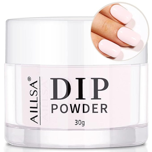 AILLSA Dip Powder Light Pink, Pink Dip Powder Nail 1 Oz, Nail Dipping Powder French Nail Art for Starter Manicure Salon DIY at Home, Dip Powder Colors Long Lasting, Odor-Free, Valentine's Day's Gift