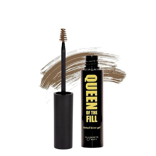 Elizabeth Mott Queen of the Fill Eyebrow Gel – Tinted Brow Filler, Volumizer & Setter – Defines, Shapes & Covers Gray Hairs – Water-Resistant, Long-Lasting – Cruelty-Free – Light Medium Brown 4g