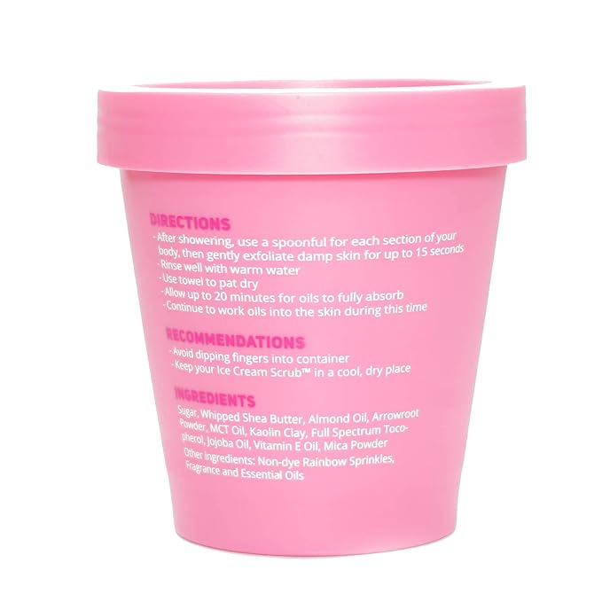 Ice Cream Scrub, Clean Exfoliating Sugar Scrub with Whipped Shea Butter Scrub & Nourishing Oils, Gentle & Moisturizing Sugar Scrub, Fights Dryness and Locks in Hydration, Cake Scent 200ml