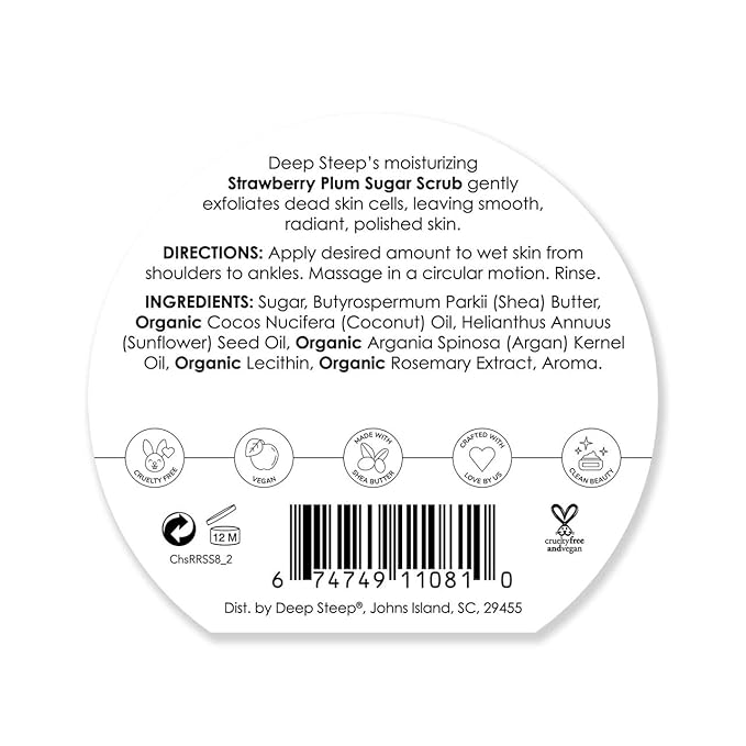 Deep Steep Sugar Scrub, 8oz (Strawberry Plum- Charleston Collection)