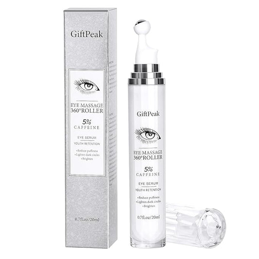 Caffeine Eye Serum for Dark Circles,Eye Serum Roller Eye Skin Care for Puffy Eye Bags Fine Lines Dark Circles Wrinkles Under Eye Cream For Women & Men 0.5 fl. oz